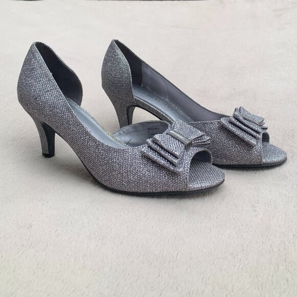 Karen Scott Destinaa Glitter Open Toe Heels Sz8 - Picture 3 of 14